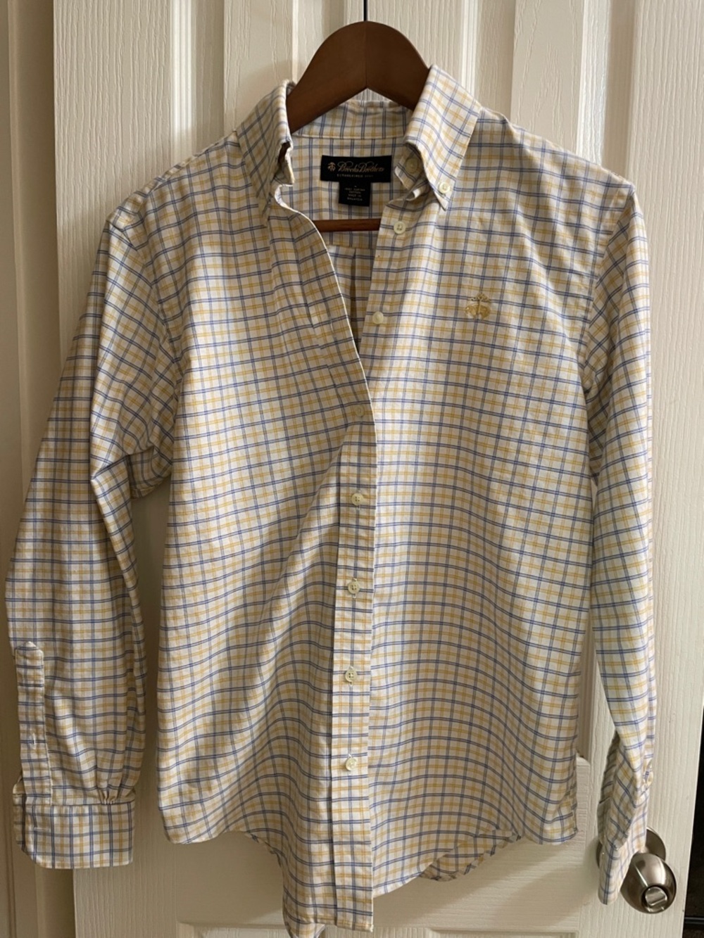 Brooks Brothers Yellow and Blue Plaid Button-Down Shirt